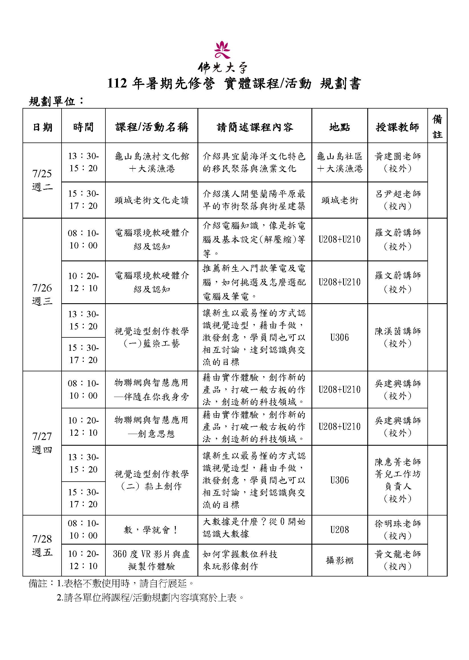 112年暑期先修营课程规划书-创科院 112年暑期先修营课程规划书-创科院
